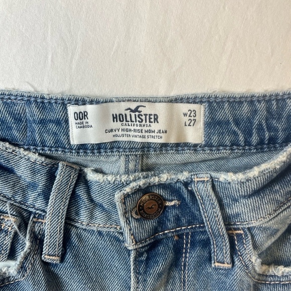 Hollister Womens Jeans 00R W23 L27 Light Blue High Rise Ripped Distressed Mom - Picture 4 of 4